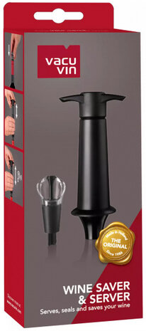 wijnaccessoires Saver &amp; Server zwart 2-delig