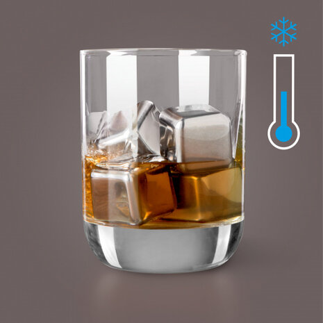 koelstenen Whiskey 3 cm staal zilver 4 stuks