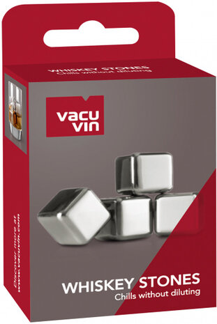 koelstenen Whiskey 3 cm staal zilver 4 stuks
