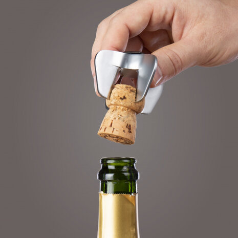 champagneopener 7 x 4,3 cm RVS zilver