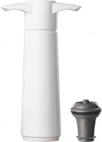 wijnpomp vacu&uuml;m 16 cm wit/donkergrijs 2-delig