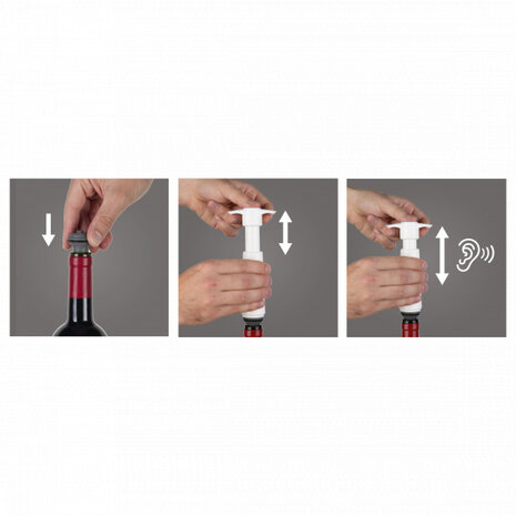 wijnpomp vacu&uuml;m 16 cm wit/donkergrijs 2-delig