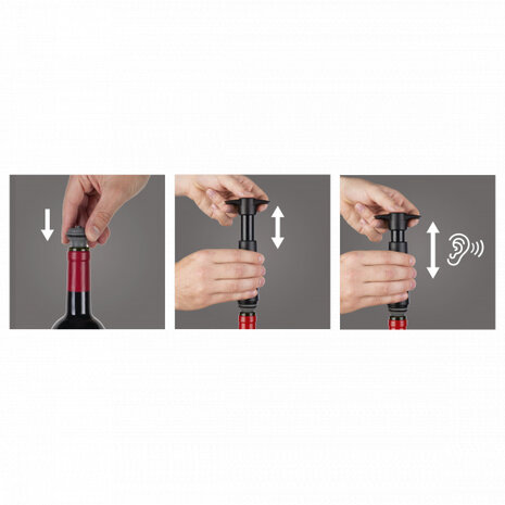 wijnpomp vacu&uuml;m 16 cm zwart/donkergrijs 2-delig