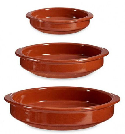 tapasschaaltjes 16-22-28 cm keramiek bruin 3-delig