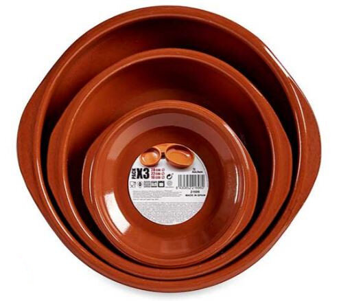 tapasschaaltjes 16-22-28 cm keramiek bruin 3-delig