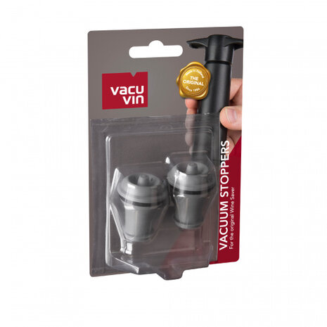 vacu&uuml;mwijnstopper 3,2 x 4 cm rubber donkergrijs 2 stuks