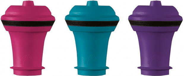 vacu&uuml;mwijnstopper 3,2 x 4 cm rubber roze/paars 3 stuks