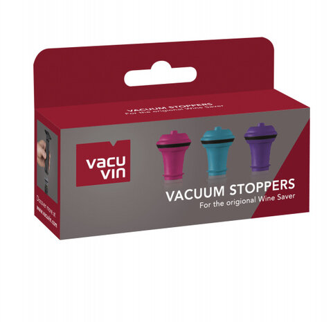 vacu&uuml;mwijnstopper 3,2 x 4 cm rubber roze/paars 3 stuks