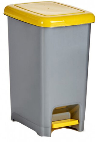 pedaalemmer 40 liter 42,5 x 31 x 55,5 cm zilvergrijs/geel
