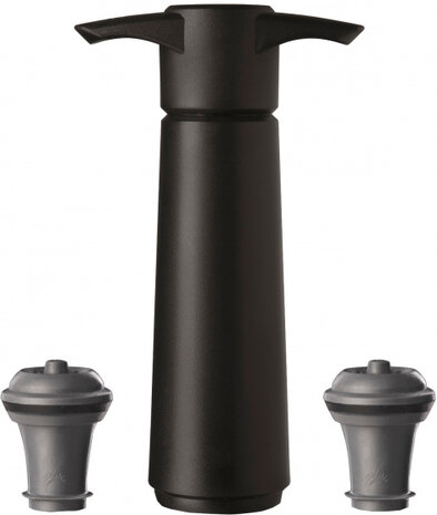 wijnpomp vacu&uuml;m 15,5 cm zwart/donkergrijs 3-delig