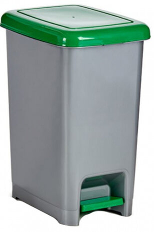 pedaalemmer 40 liter 42,5 x 31 x 55,5 cm zilvergrijs/groen