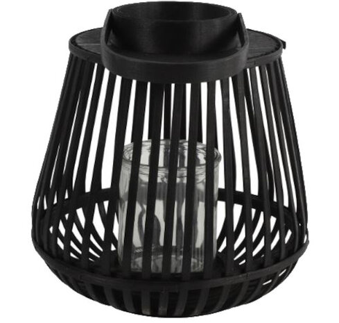 windlicht Aira 27 x 29 cm staal zwart
