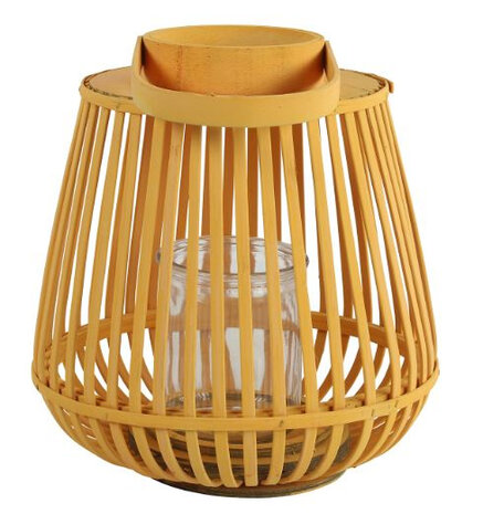 windlicht Aira 27 x 29 cm staal geel
