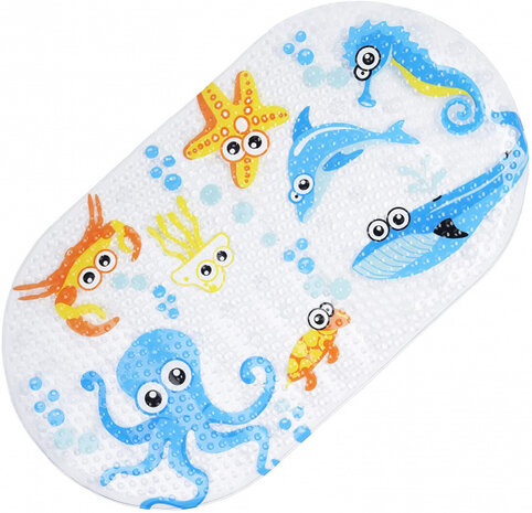 babybadmat 69 x 39 cm PVC/rubber wit/blauw/geel