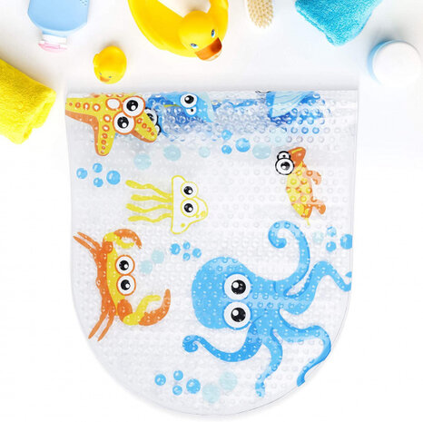 babybadmat 69 x 39 cm PVC/rubber wit/blauw/geel