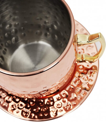 cocktailmok Moscow Mule 550 ml RVS ros&eacute;goud 8-delig