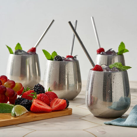 cocktailmok 350 ml 9,8 cm RVS zilver 9-delig