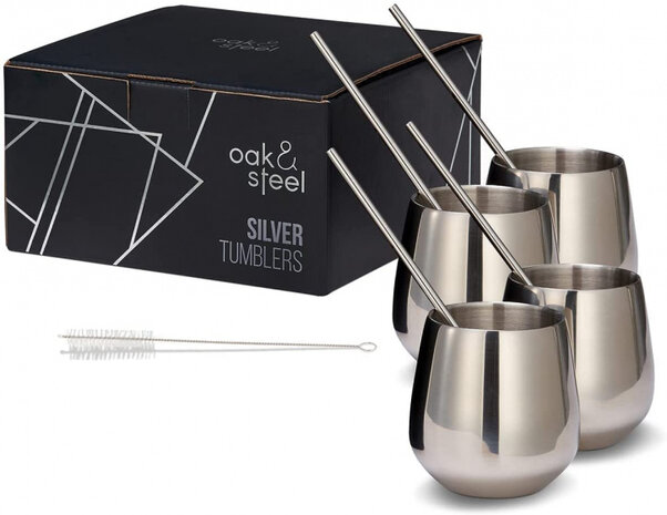 cocktailmok 350 ml 9,8 cm RVS zilver 9-delig