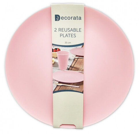 borden herbruikbaar 25 cm roze 2 stuks