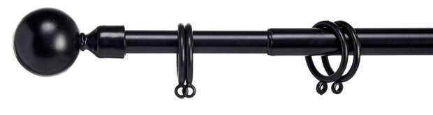 gordijnroede Bol 120-210 cm staal zwart