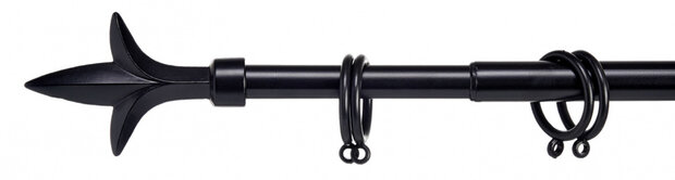 gordijnroede Ster 120-210 cm staal zwart