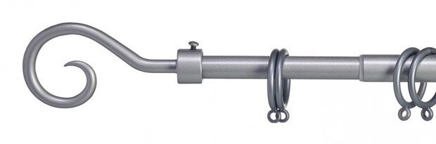 gordijnroede Krul 120-210 cm staal zilver