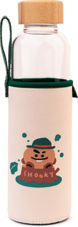 drinkfles Shooky 500 ml 7 x 23,5 cm glas transparant/beige