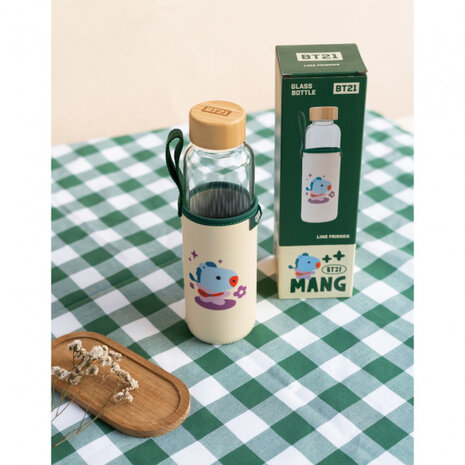 drinkfles Mang 500 ml 7 x 23,5 cm glas transparant/beige