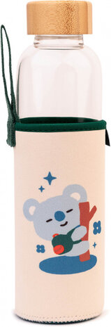 drinkfles Koya 500 ml 7 x 23,5 cm glas transparant/beige
