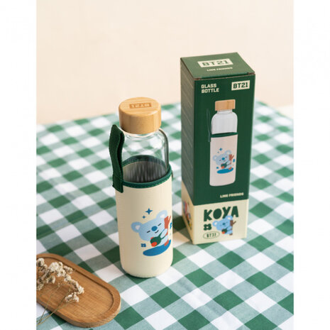 drinkfles Koya 500 ml 7 x 23,5 cm glas transparant/beige