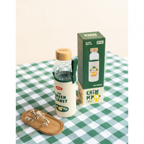 drinkfles Chimmy 500 ml 7 x 23,5 cm glas transparant/beige
