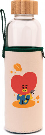 drinkfles Tata 500 ml 7 x 23,5 cm glas transparant/beige