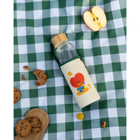 drinkfles Tata 500 ml 7 x 23,5 cm glas transparant/beige
