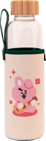 drinkfles Cooky 500 ml 7 x 23,5 cm glas transparant/beige