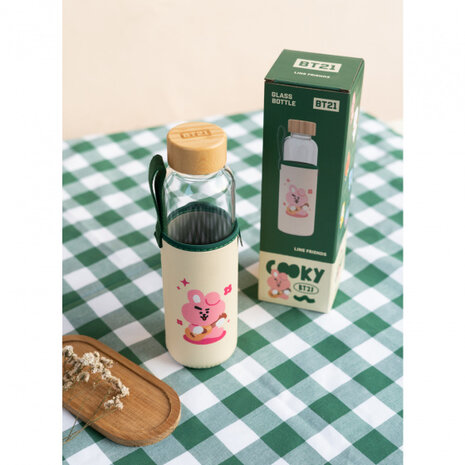 drinkfles Cooky 500 ml 7 x 23,5 cm glas transparant/beige
