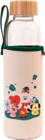 drinkfles Outdoor Life 500 ml 23,5 cm glas transparant/beige