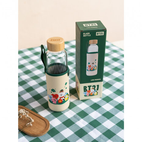 drinkfles Outdoor Life 500 ml 23,5 cm glas transparant/beige