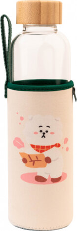 drinkfles RJ 500 ml 7 x 23,5 cm glas transparant/beige