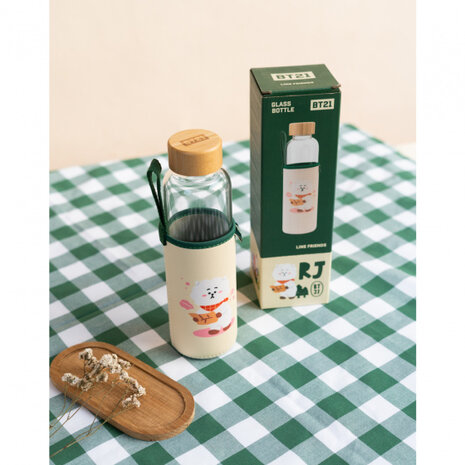 drinkfles RJ 500 ml 7 x 23,5 cm glas transparant/beige