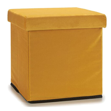 opbergbox/poef 31 x 31 cm 30 liter fluweel okergeel