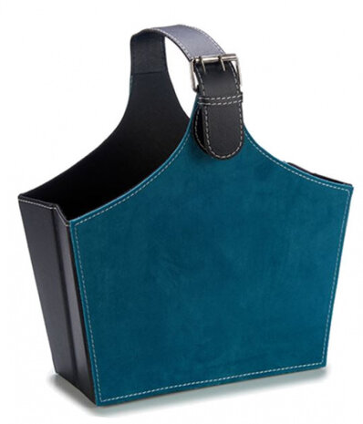 krantenhouder 34 x 36 cm fluweel petrolblauw/zwart