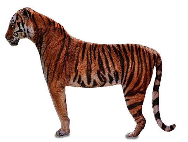 vormkussen tijger 72 x 48 cm fluweel bruin/zwart