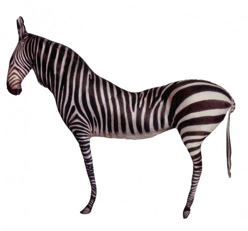 vormkussen zebra 78 x 54 cm fluweel wit/zwart