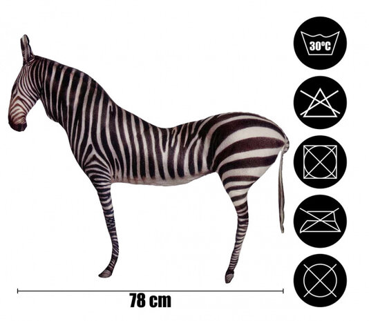 vormkussen zebra 78 x 54 cm fluweel wit/zwart