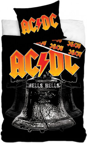 dekbedovertrek AC/DC 140 x 200 cm katoen zwart/oranje