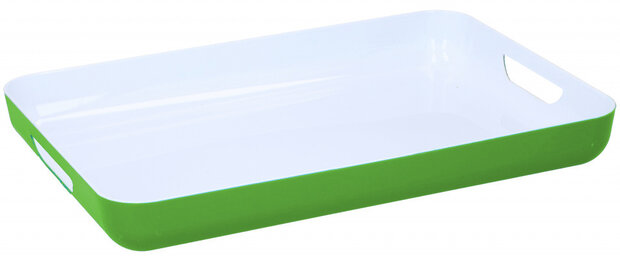 dienblad 42,5 x 29 cm polystyreen wit/groen