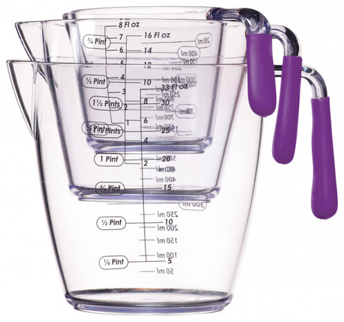 maatbekerset 200/400/900 ml acryl paars 3-delig