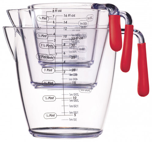 maatbekerset 200/400/900 ml acryl rood 3-delig