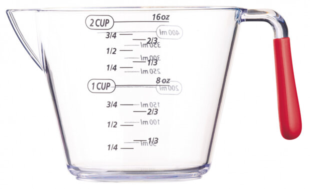 maatbekerset 200/400/900 ml acryl rood 3-delig