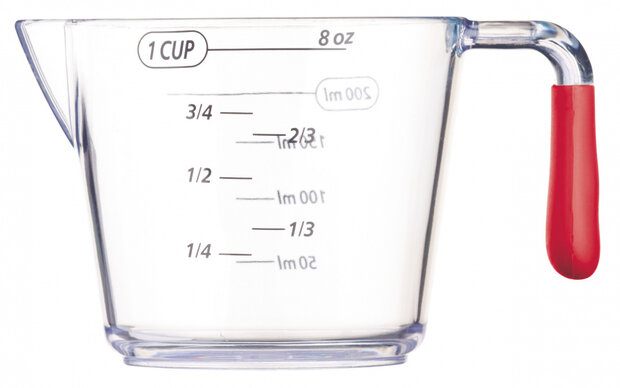 maatbekerset 200/400/900 ml acryl rood 3-delig